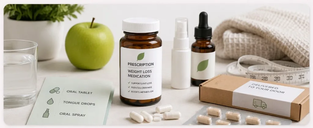 Non-injectable weight loss options including oral tablets, drops, and spray